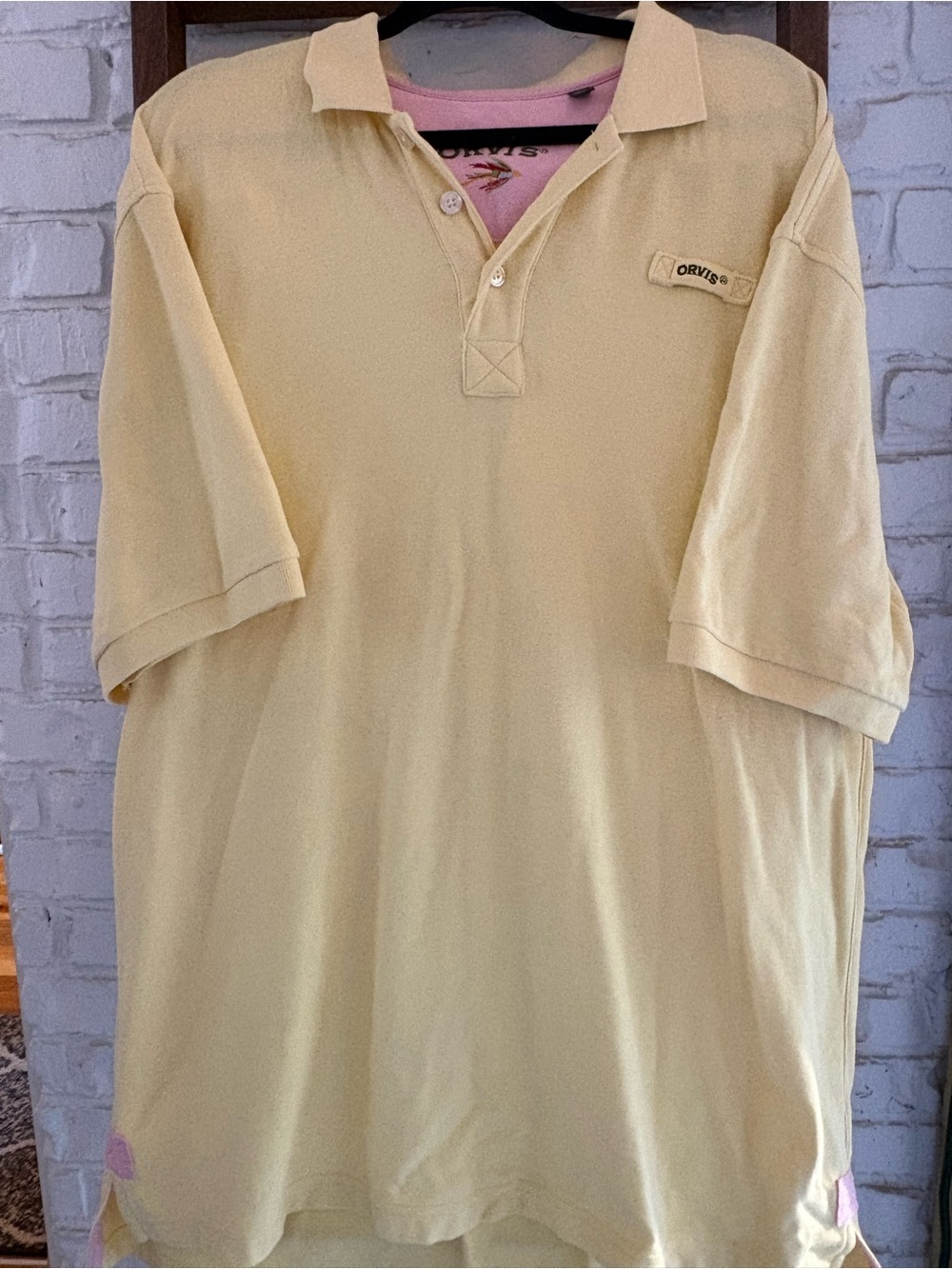 Orvis Pale Yellow Men’s Polo Shirt Sz XL